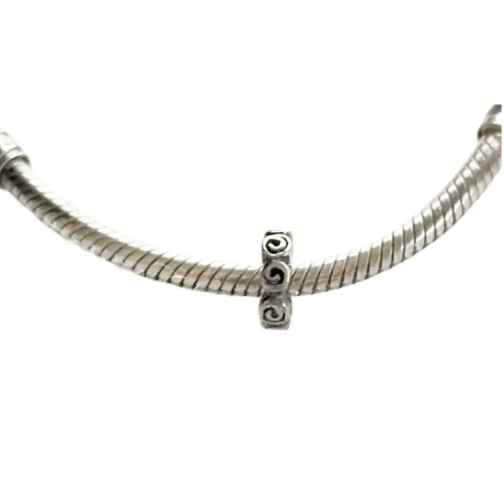 Pandora Retired Sterling Silver Spiral Flower Small Roses Floral Spacer Bead